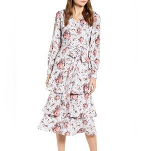 Rachel Parcell Pink and White Floral Long Sleeve Dress